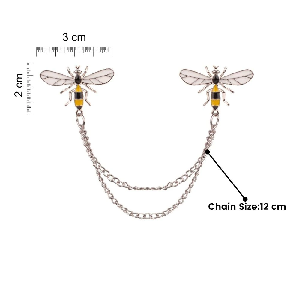 Honey Bee Chain Brass Lapel Pin for Men