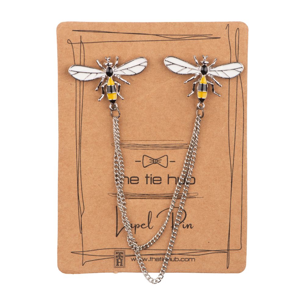 Honey Bee Chain Brass Lapel Pin for Men