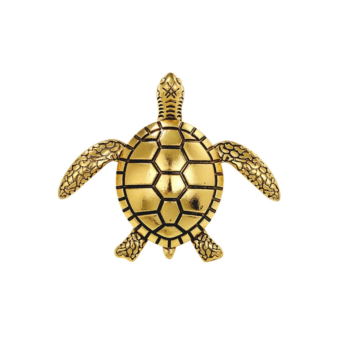 Gold Plated Turtle Brooch Unisex Brass Pin with Rhodium Finish Brass Lapel Pin for Men