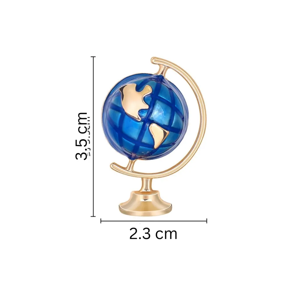 Blue Globe Brooch Gold Plated World Map Pin for Men and Women Brass Lapel Pin for Men