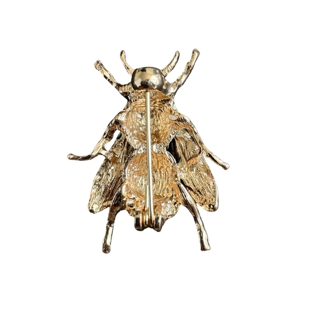 Honey Bee Brooch Gold Tone Enamel Insect Pin for Men and Women Brass Lapel Pin for Men
