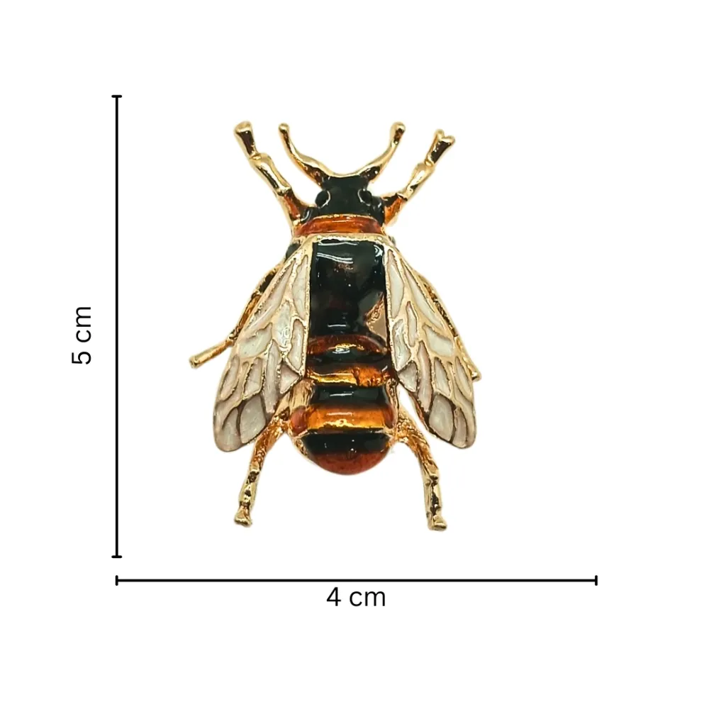 Honey Bee Brooch Gold Tone Enamel Insect Pin for Men and Women Brass Lapel Pin for Men