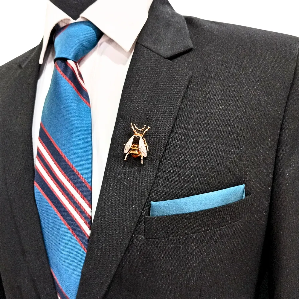 Honey Bee Brooch Gold Tone Enamel Insect Pin for Men and Women Brass Lapel Pin for Men