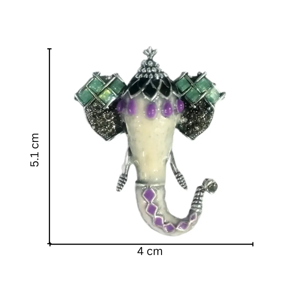 Colorful Enamel Elephant Brooch Silver Tone Indian Inspired Pin for Men and Women Brass Lapel Pin for Men