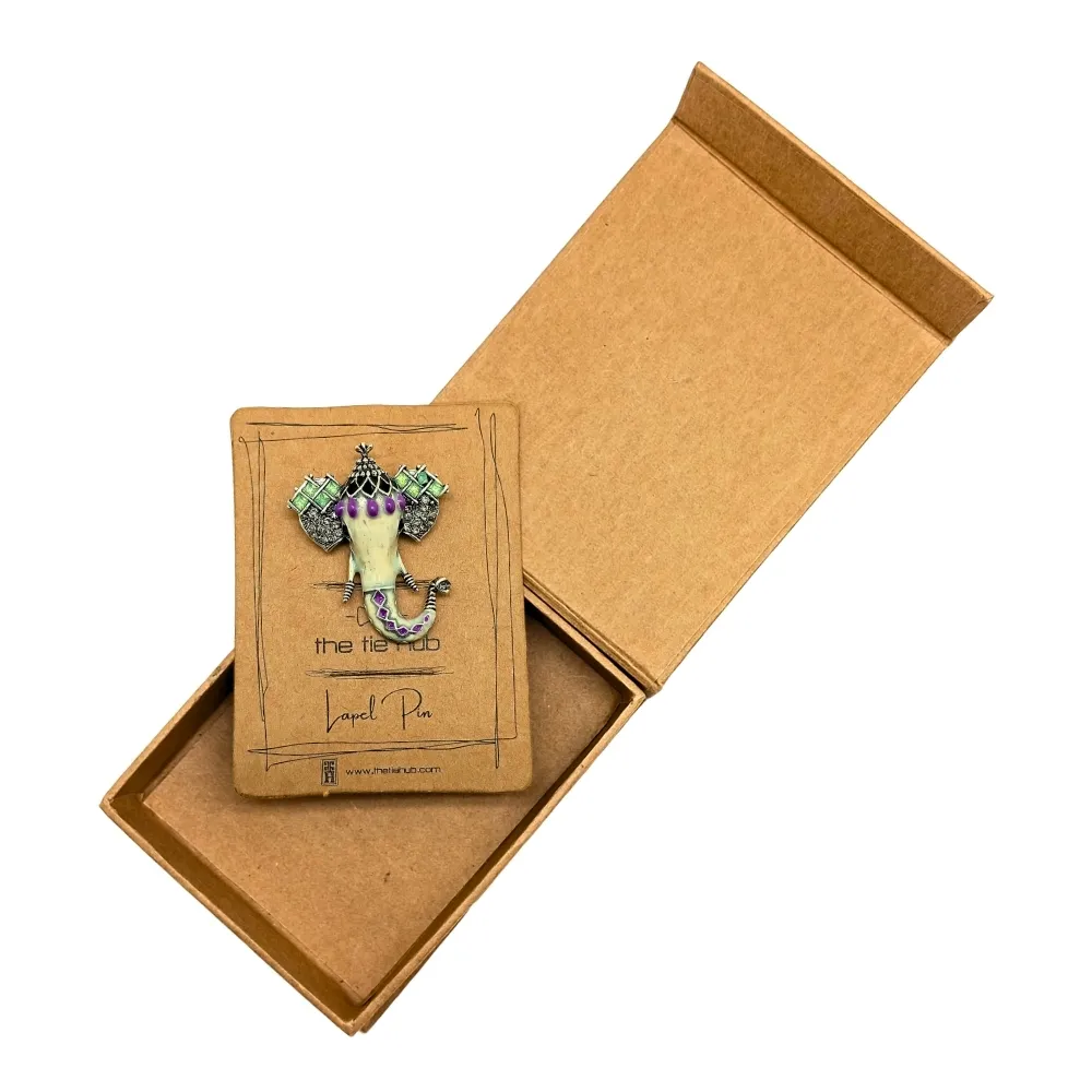 Colorful Enamel Elephant Brooch Silver Tone Indian Inspired Pin for Men and Women Brass Lapel Pin for Men