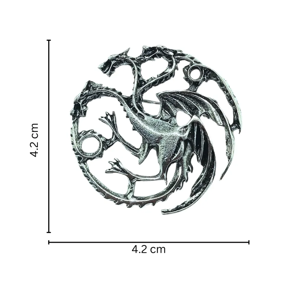 Mythic Dragon Emblem Brooch Antique Silver Dragon Pin Brass Lapel Pin for Men