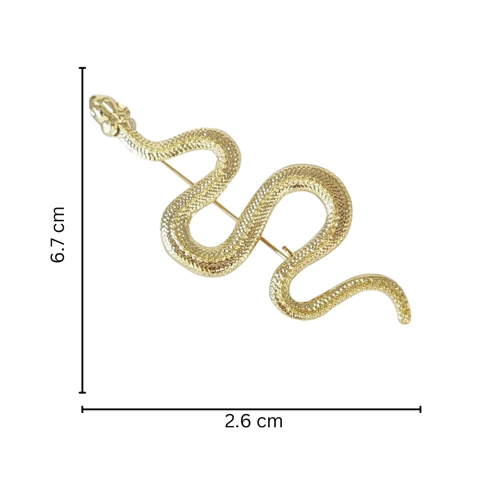 Golden Serpent Brooch Elegant Snake Pin with Textured Finish Brass Lapel Pin for Men