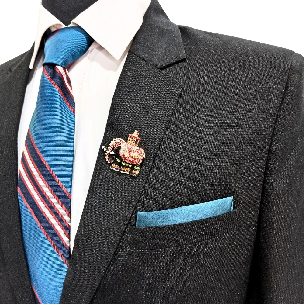 Majestic Elephant Brooch Jewel Accented Enamel Elephant Pin Brass Lapel Pin for Men