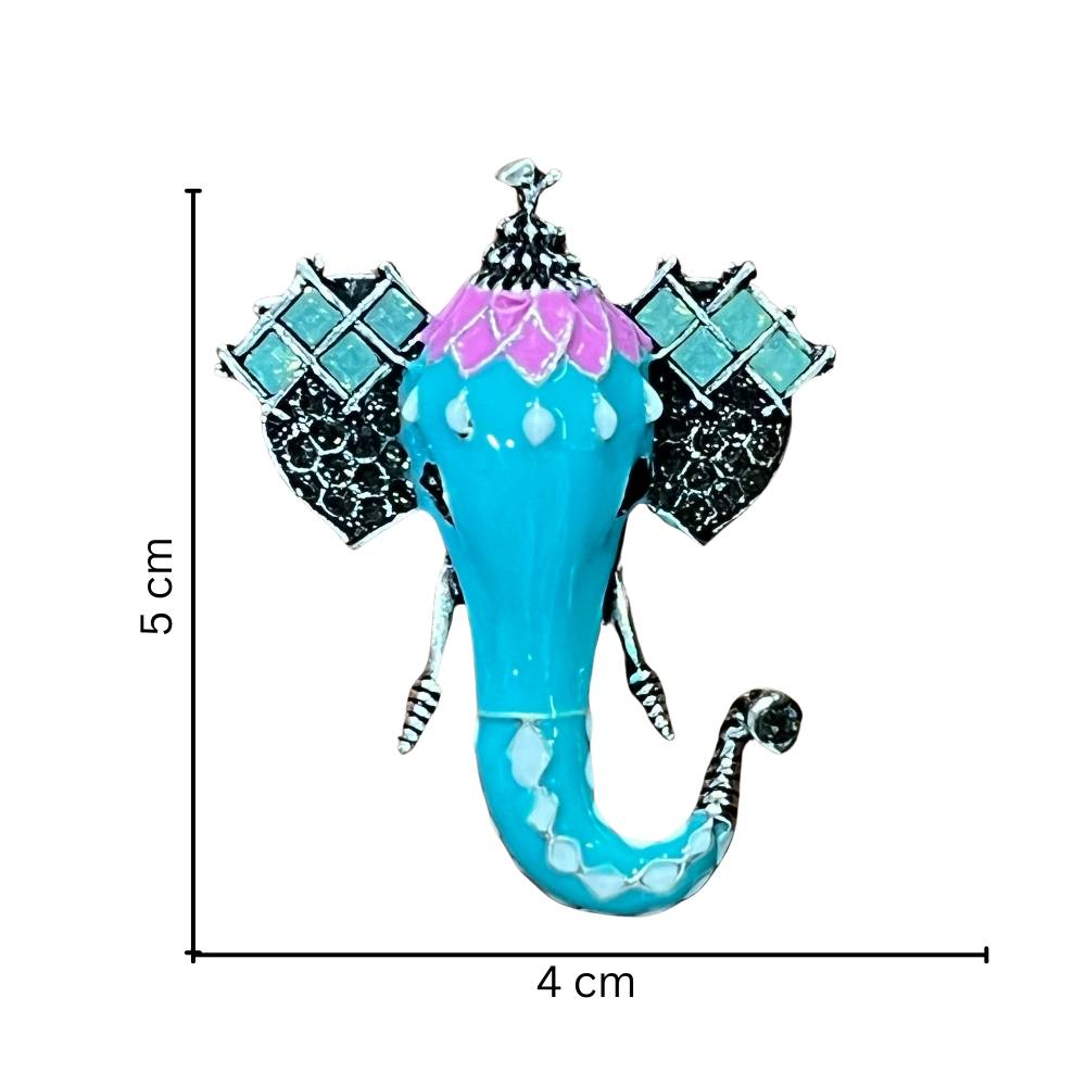 Elegant Turquoise Elephant Brooch with Enamel Detailing Brass Lapel Pin for Men