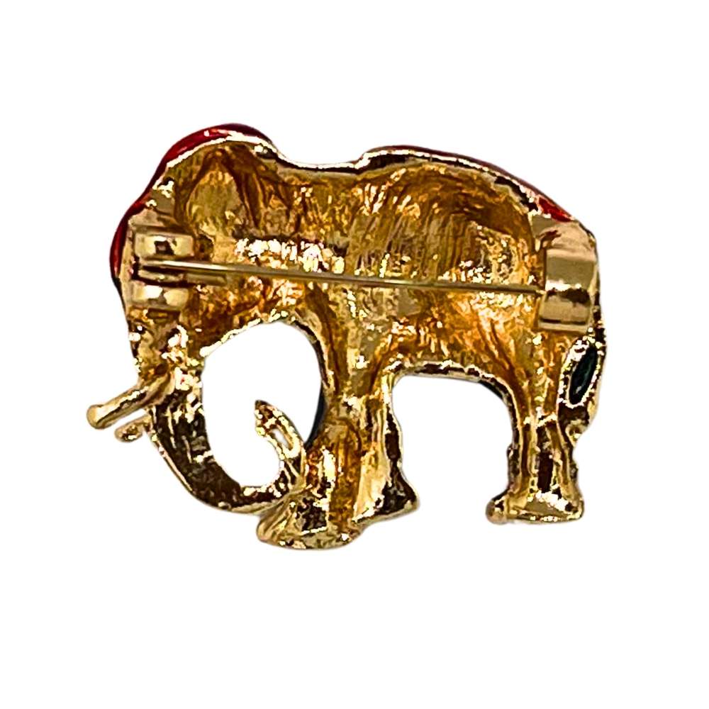 Grey Elephant Brooch with Purple and Gold Detailing Brass Lapel Pin for Men