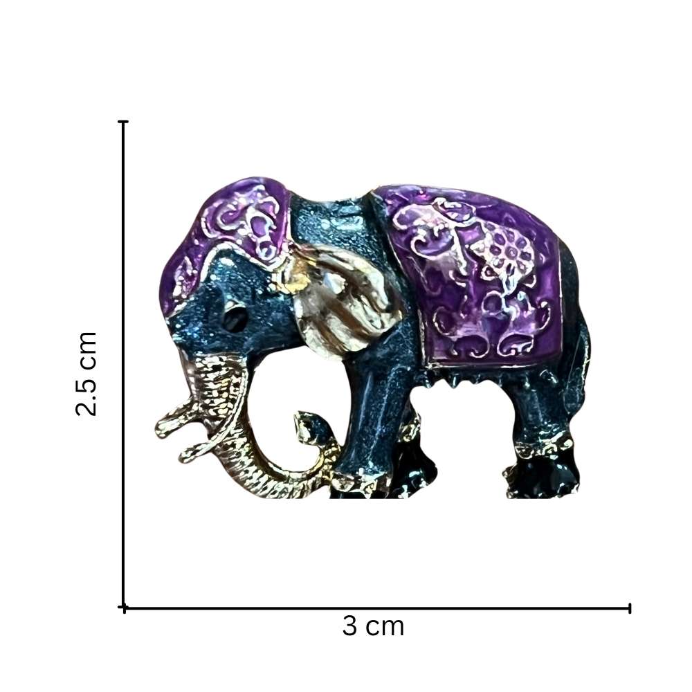Grey Elephant Brooch with Purple and Gold Detailing Brass Lapel Pin for Men