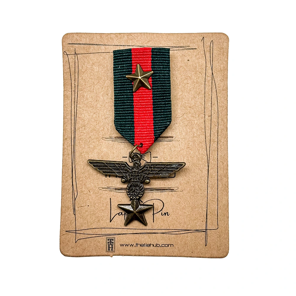 Military Inspired Medal with Eagle and Star Design Brass Lapel Pin for Men