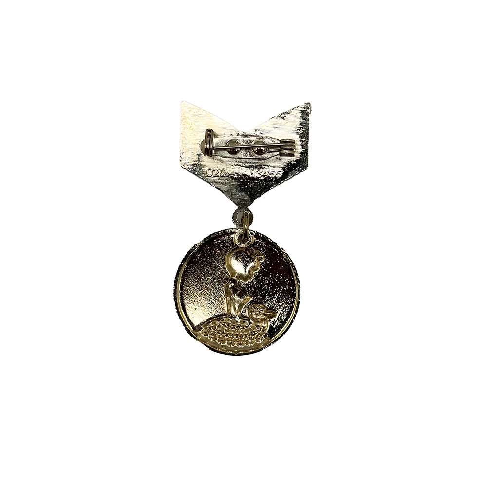 Chevron Striped with Enamel Black Medal Brass Lapel Pin for Men