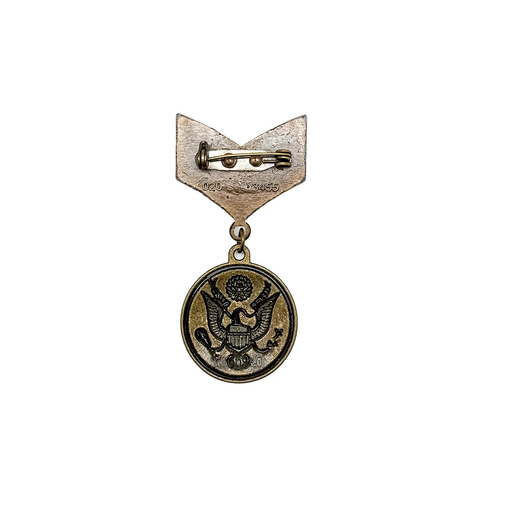 Black and Antique Gold Chevron with Eagle Emblem Medal Brass Lapel Pin for Men