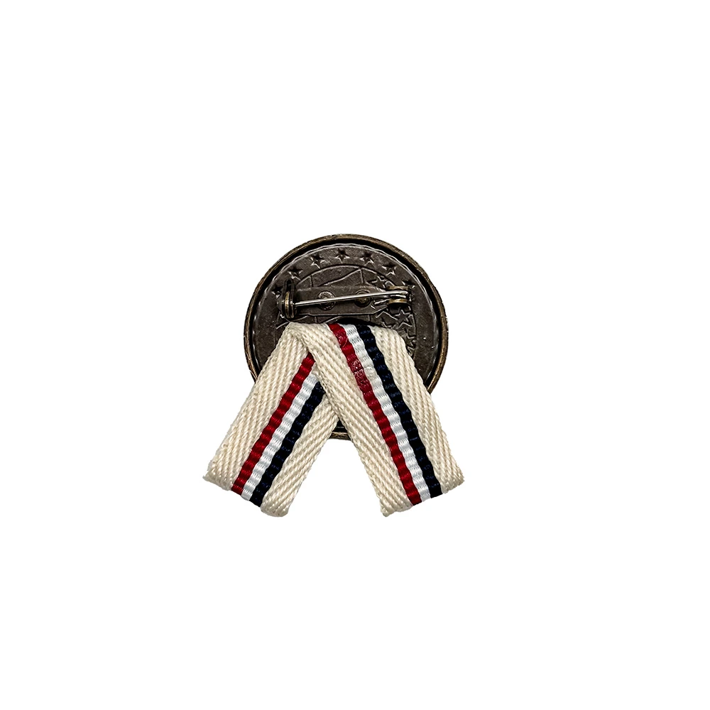 Patriotic Eagle with Flag Design and Multi Ribbon Brass Lapel Pin for Men