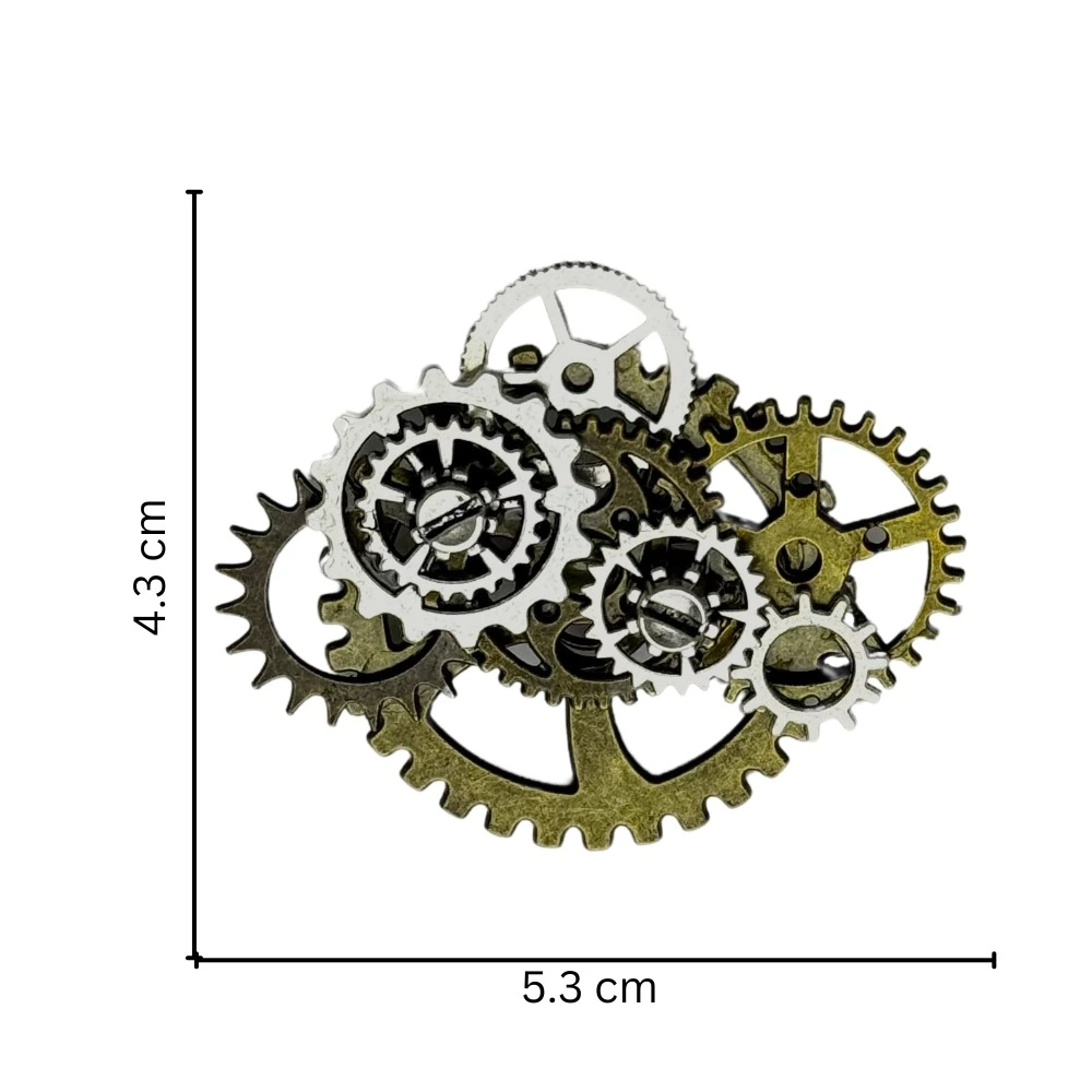 Antique Gold and Silver Steampunk Gear Cluster Brass Lapel Pin for Men