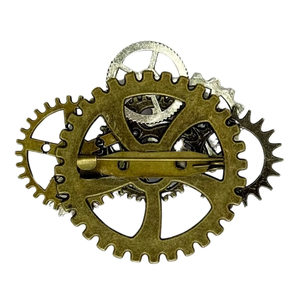 Antique Gold and Silver Steampunk Gear Cluster Brass Lapel Pin for Men