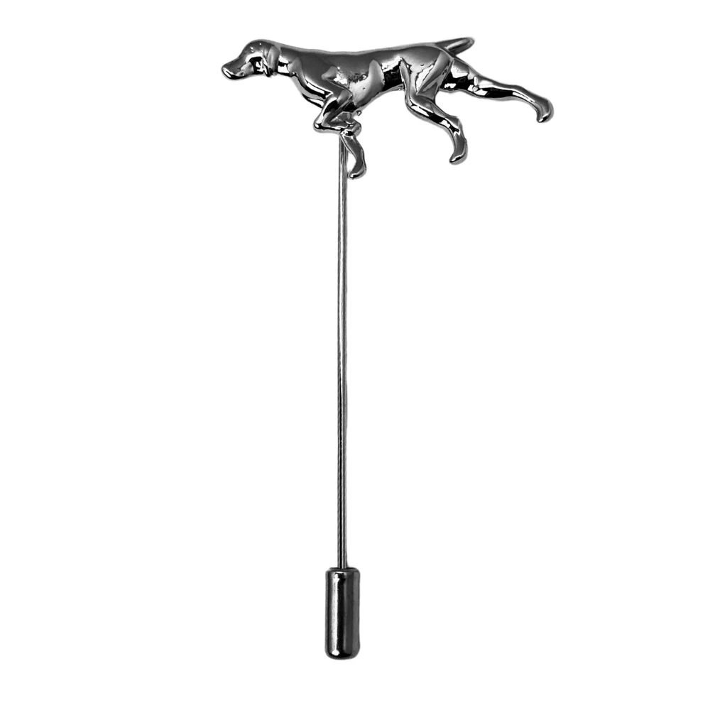 Silver Running Dog Metal Brass Lapel Pin for Men