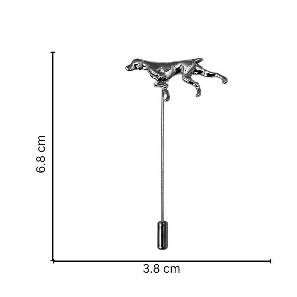 Silver Running Dog Metal Brass Lapel Pin for Men