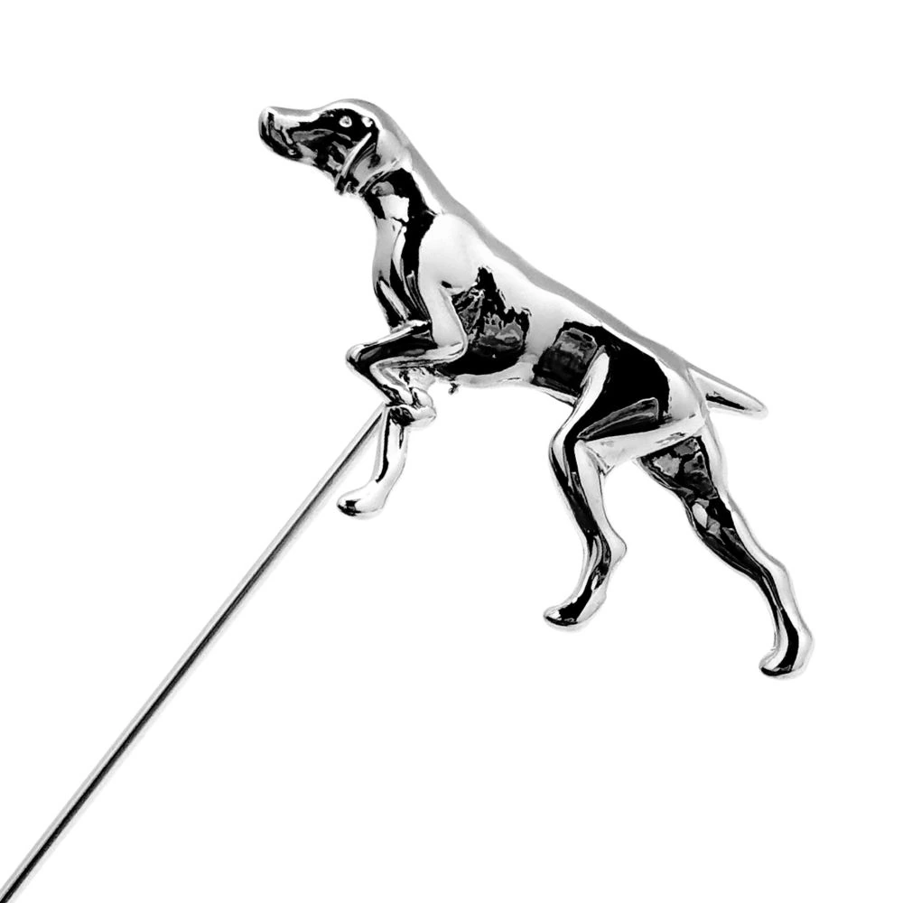 Silver Running Dog Metal Brass Lapel Pin for Men