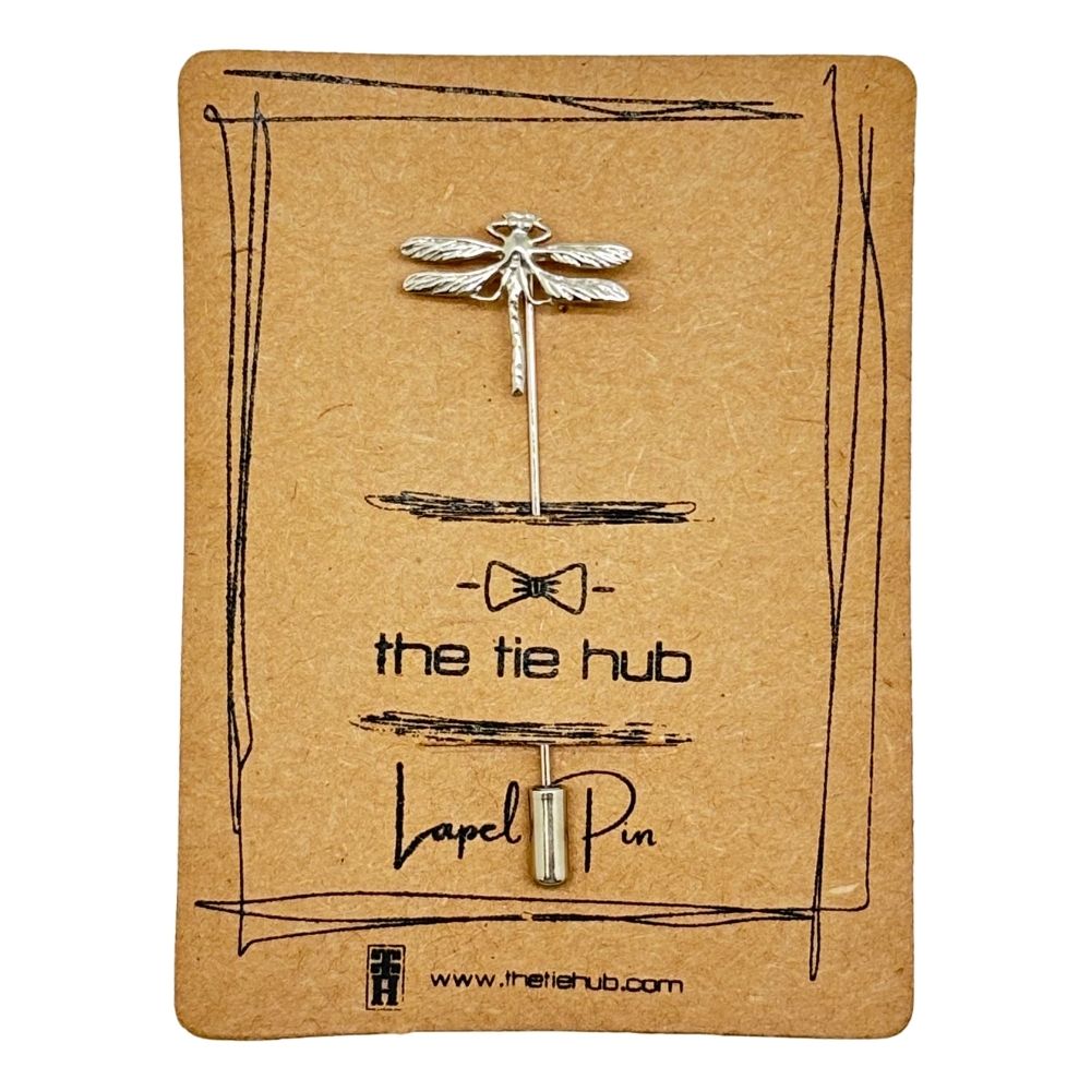 Silver Dragonfly Metal Brass Lapel Pin for Men