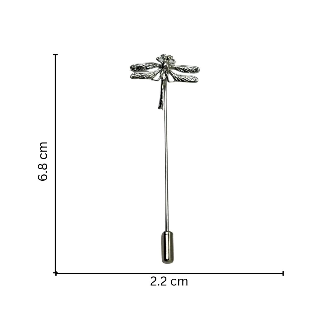 Silver Dragonfly Metal Brass Lapel Pin for Men