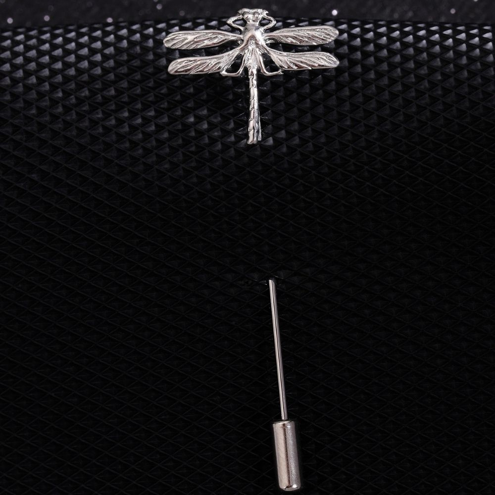 Silver Dragonfly Metal Brass Lapel Pin for Men
