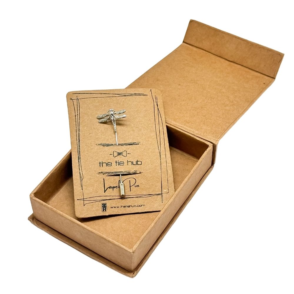 Silver Dragonfly Metal Brass Lapel Pin for Men
