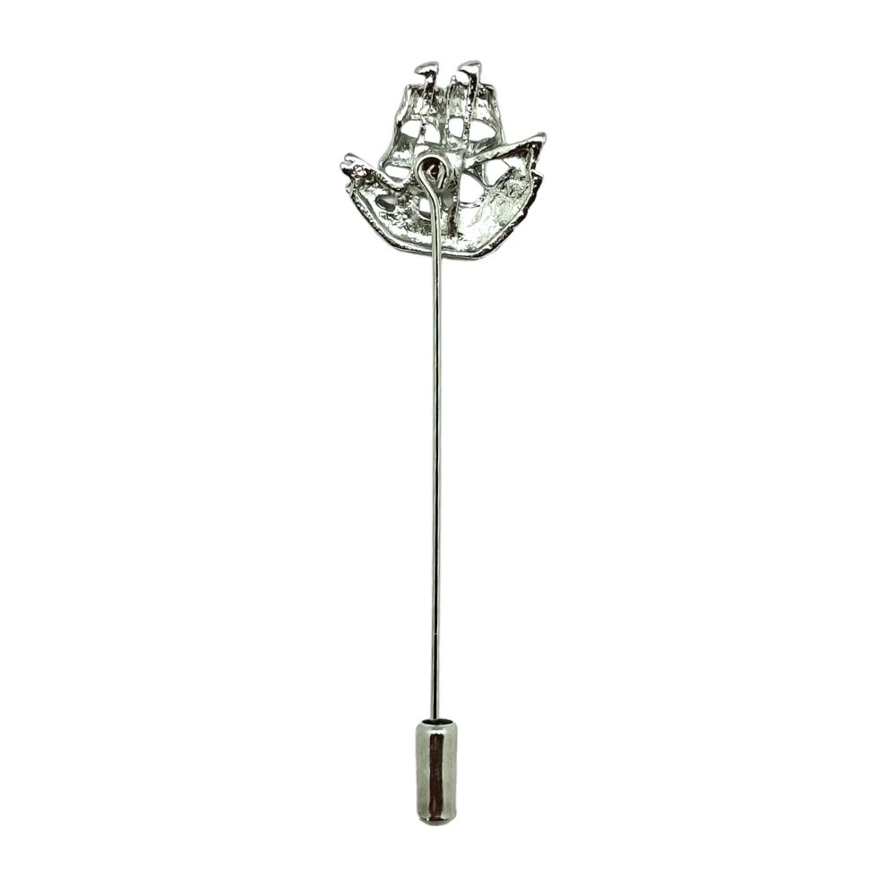 Silver Sailing Ship Metal Brass Lapel Pin for Men