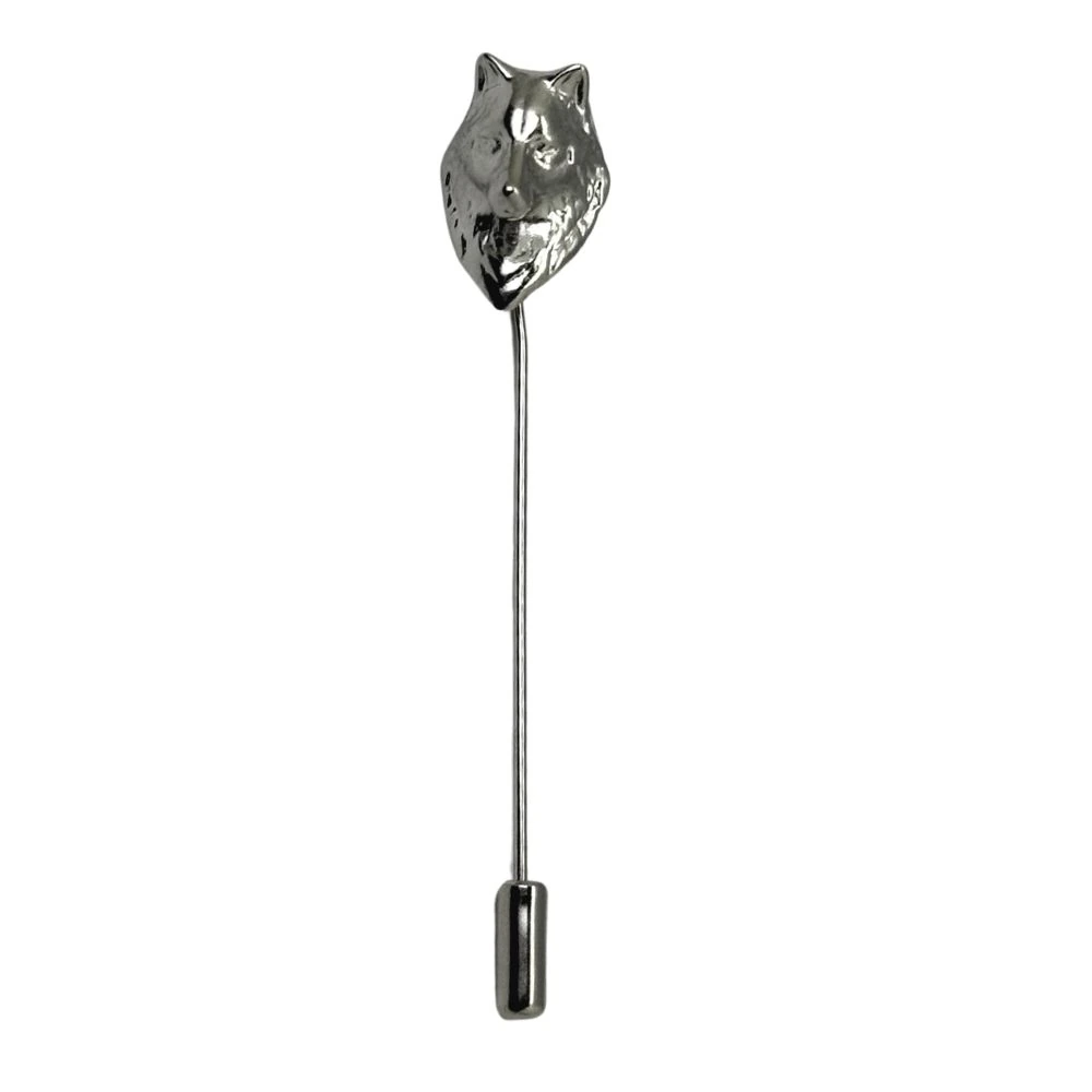 Silver Wolf Head Metal Brass Lapel Pin for Men