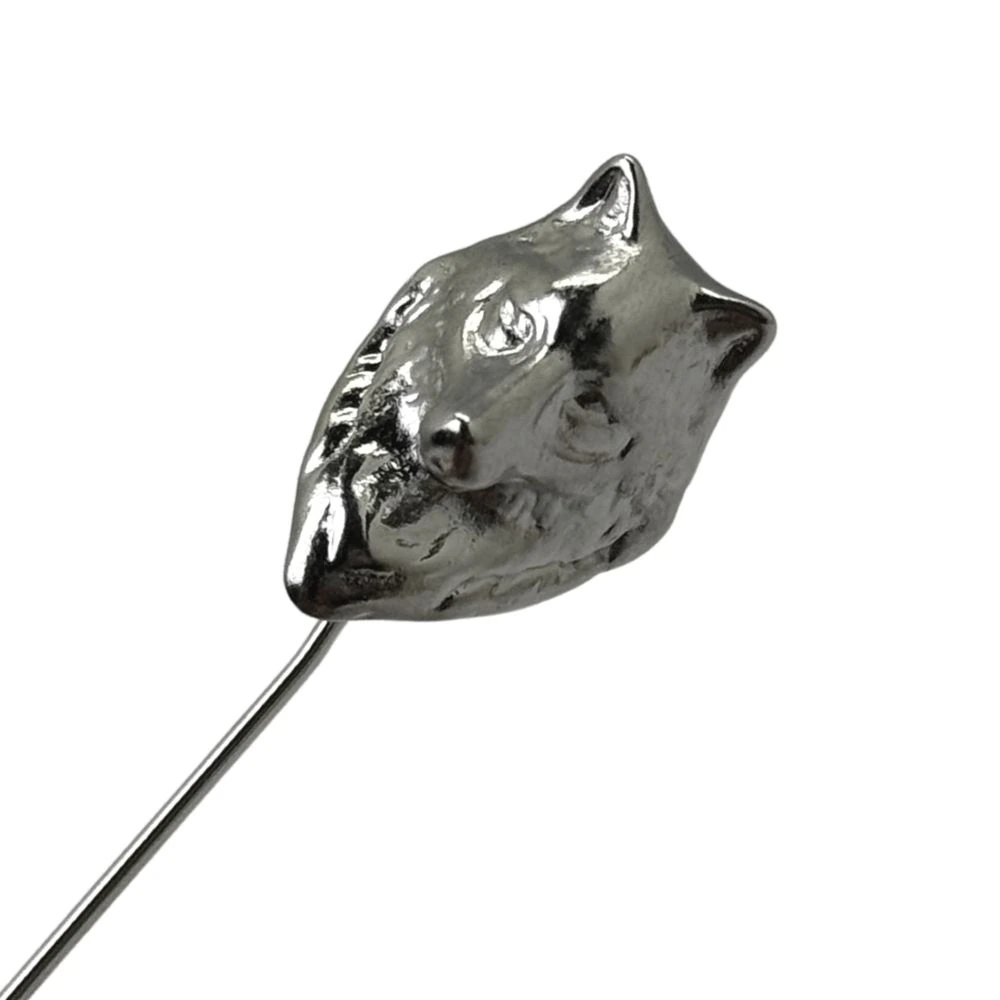 Silver Wolf Head Metal Brass Lapel Pin for Men