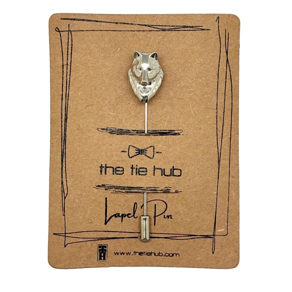 Silver Wolf Head Metal Brass Lapel Pin for Men