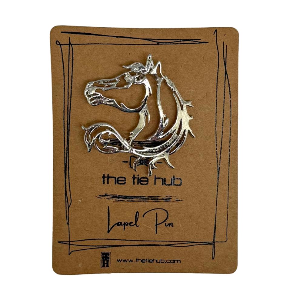 Silver Horse Metal Lapel Pin for Men