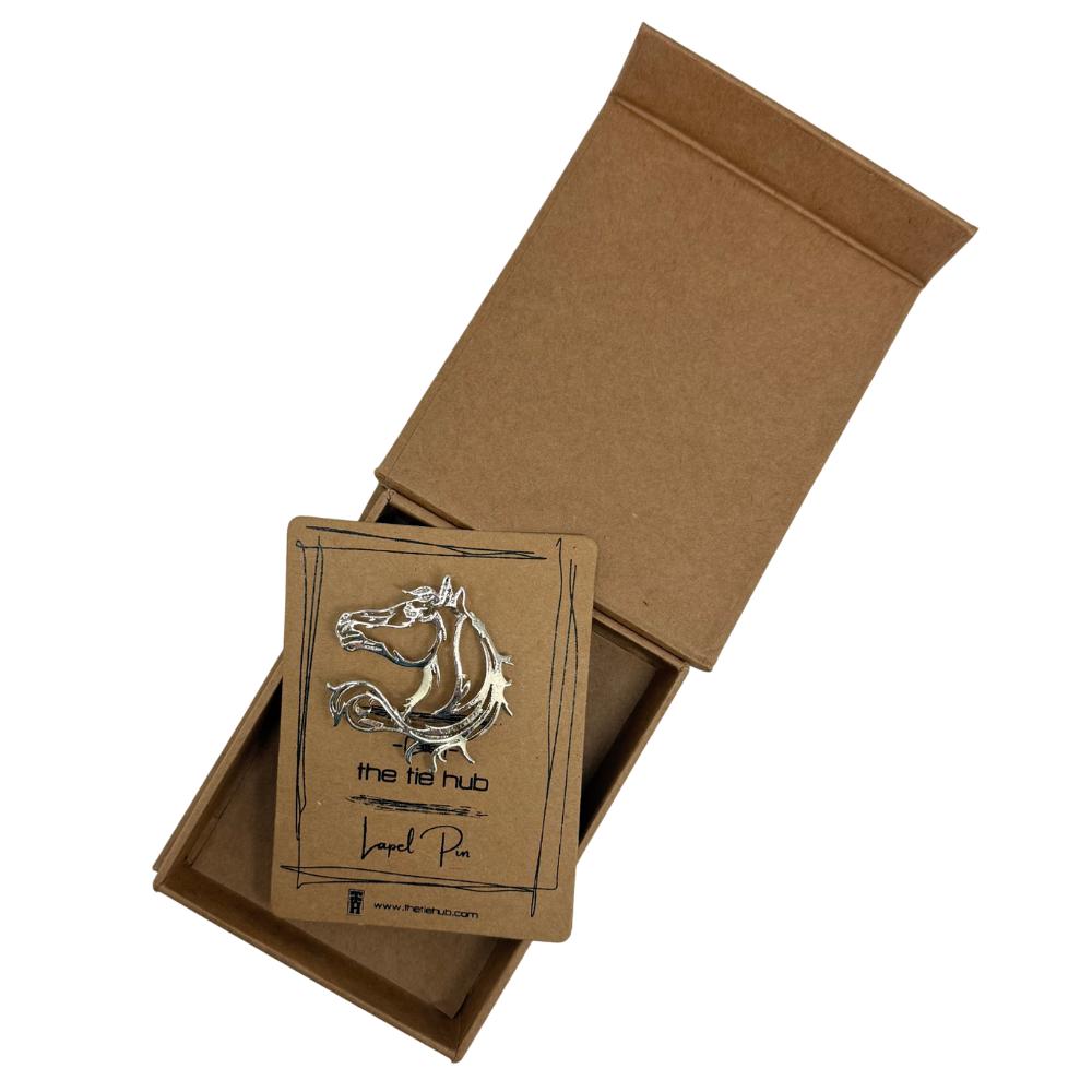 Silver Horse Metal Lapel Pin for Men