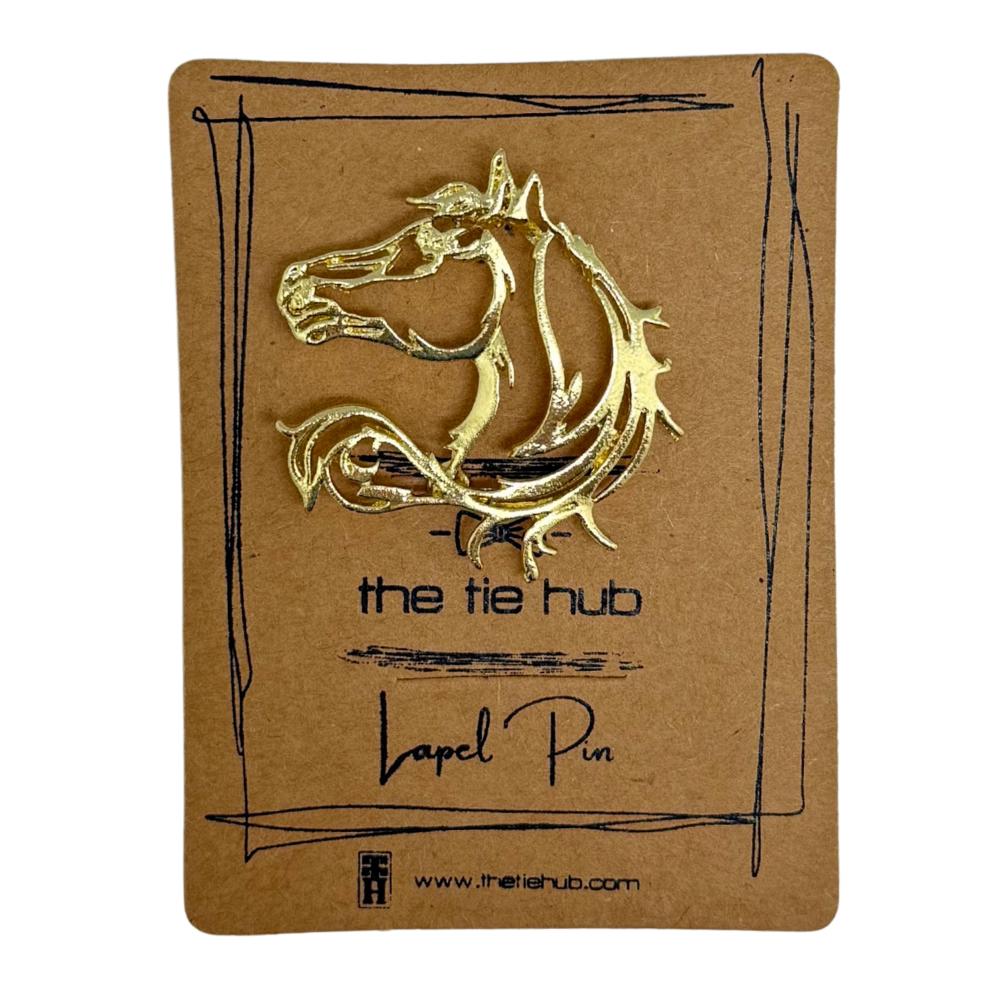 Gold Horse Metal Lapel Pin for Men