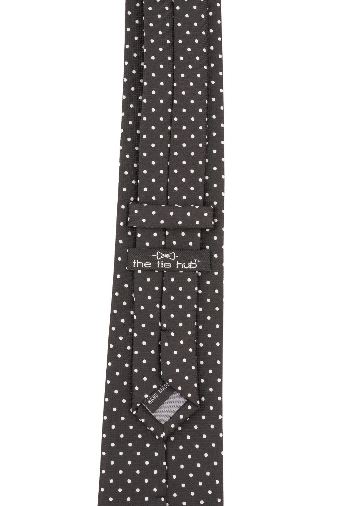 Black with White Polka Microfiber Necktie for Men