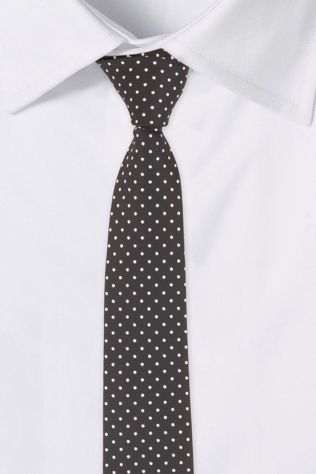 Black with White Polka Microfiber Necktie for Men