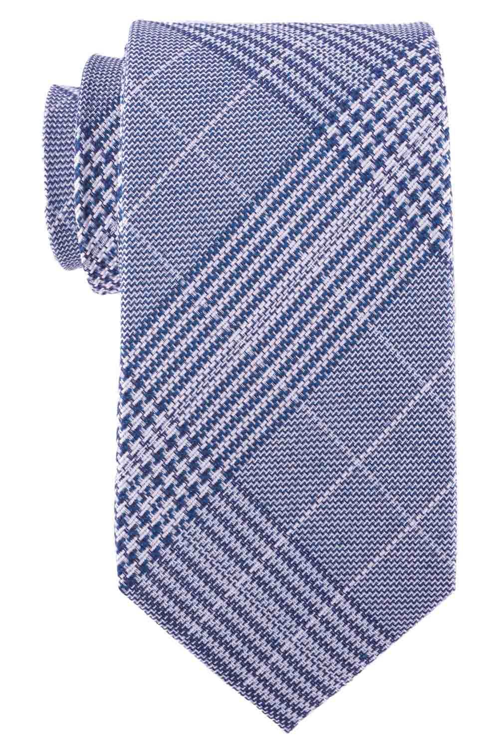 Checkered 7 Fold Blue Necktie for Men