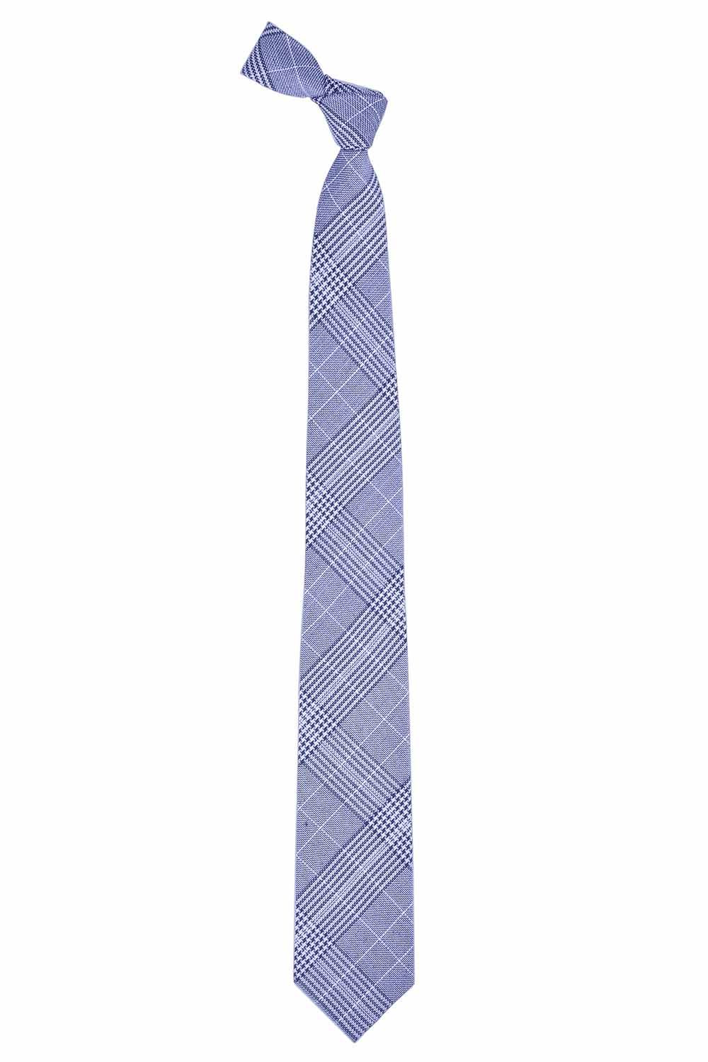 Checkered 7 Fold Blue Necktie for Men