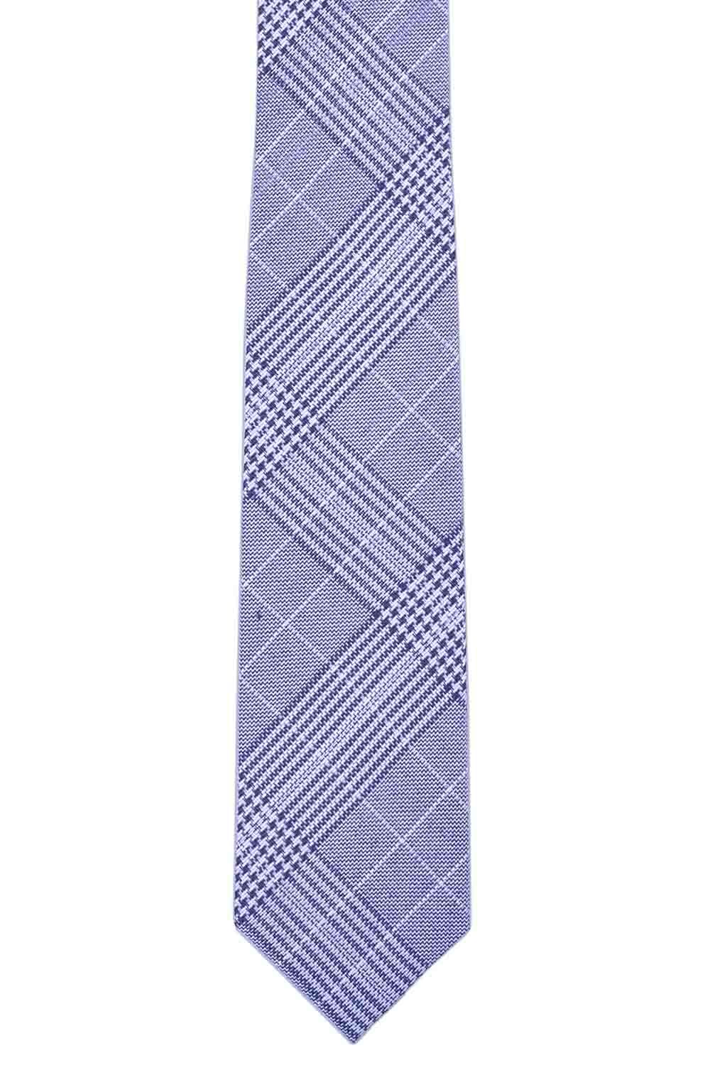 Checkered 7 Fold Blue Necktie for Men
