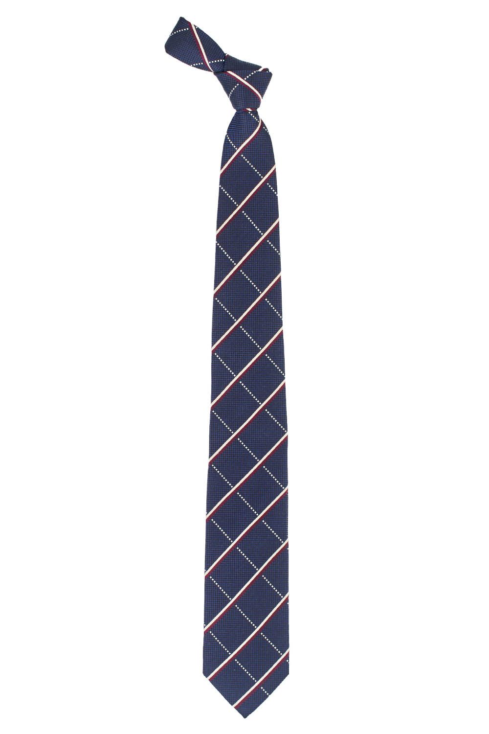 Checkered 7 Fold Navy Blue Necktie for Men