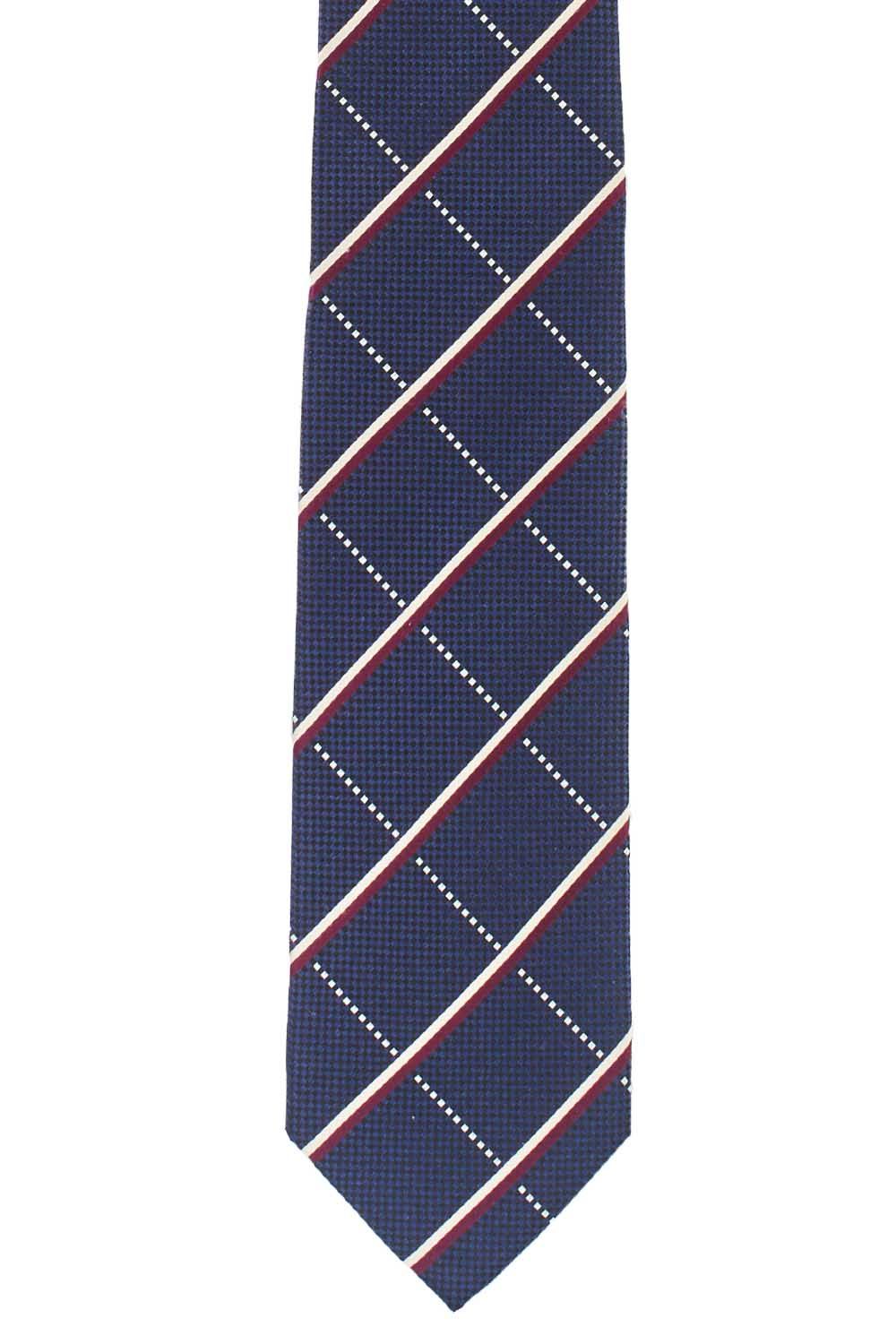 Checkered 7 Fold Navy Blue Necktie for Men