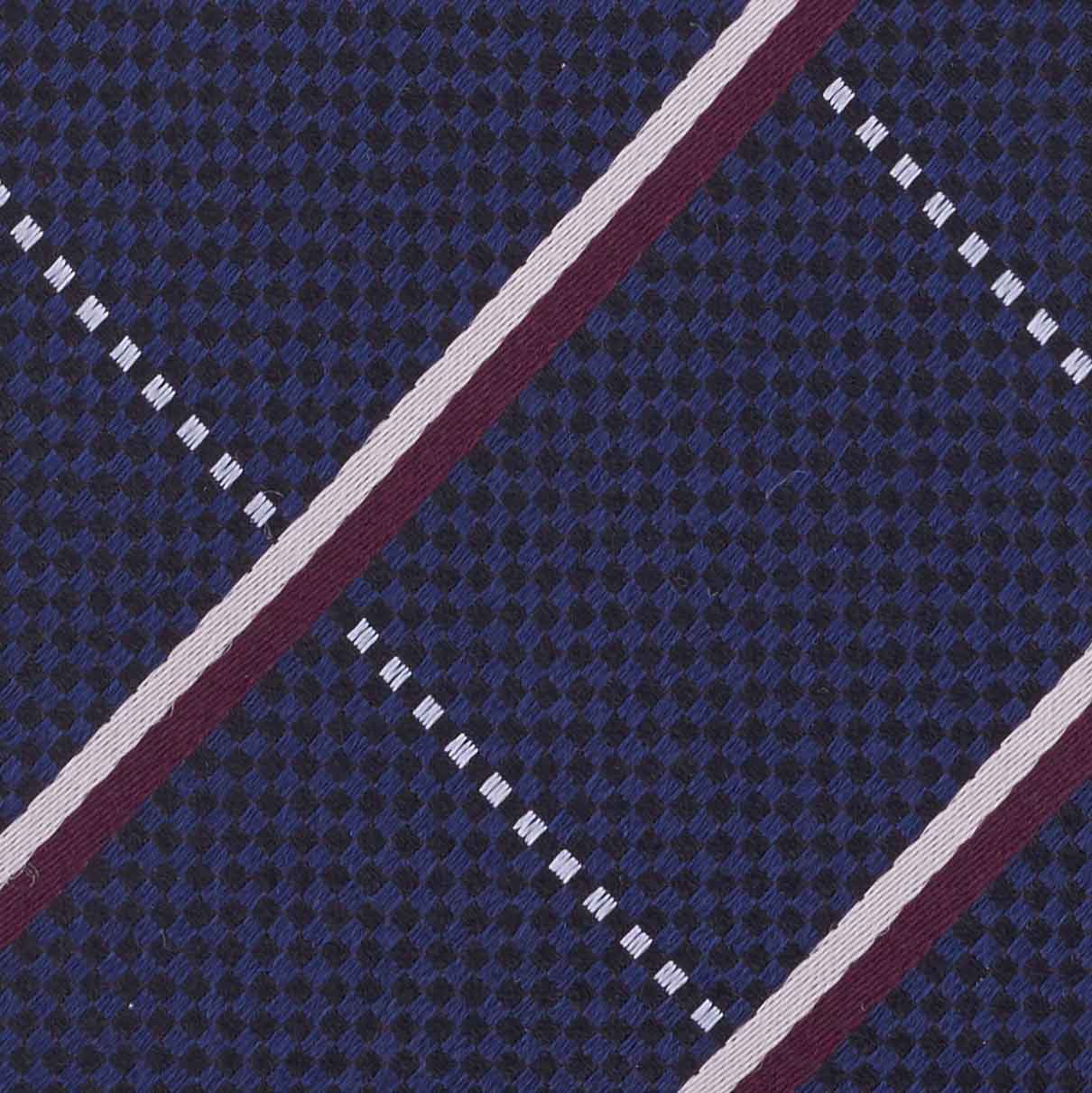 Checkered 7 Fold Navy Blue Necktie for Men