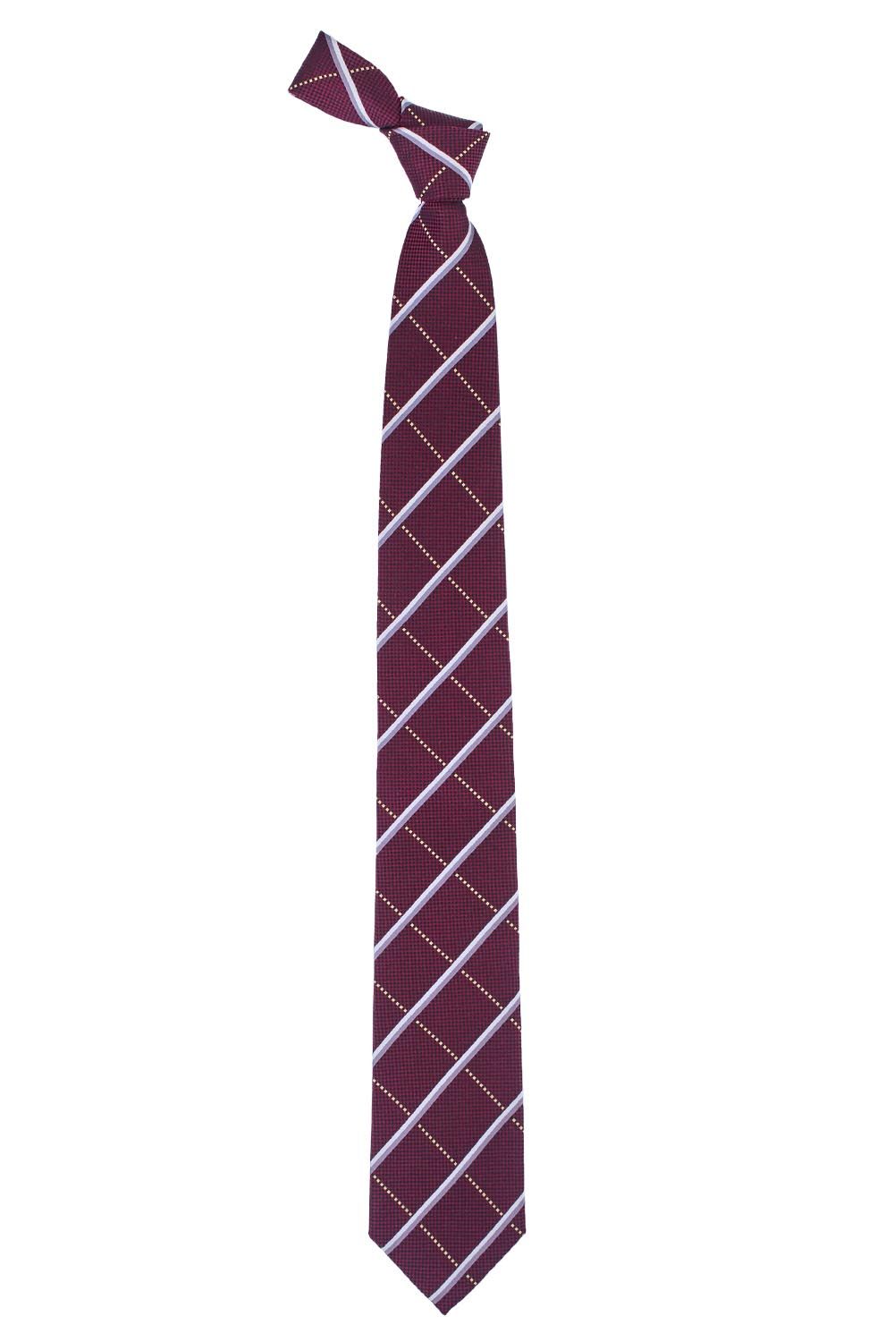 Checkered 7 Fold Burgundy Necktie for Men