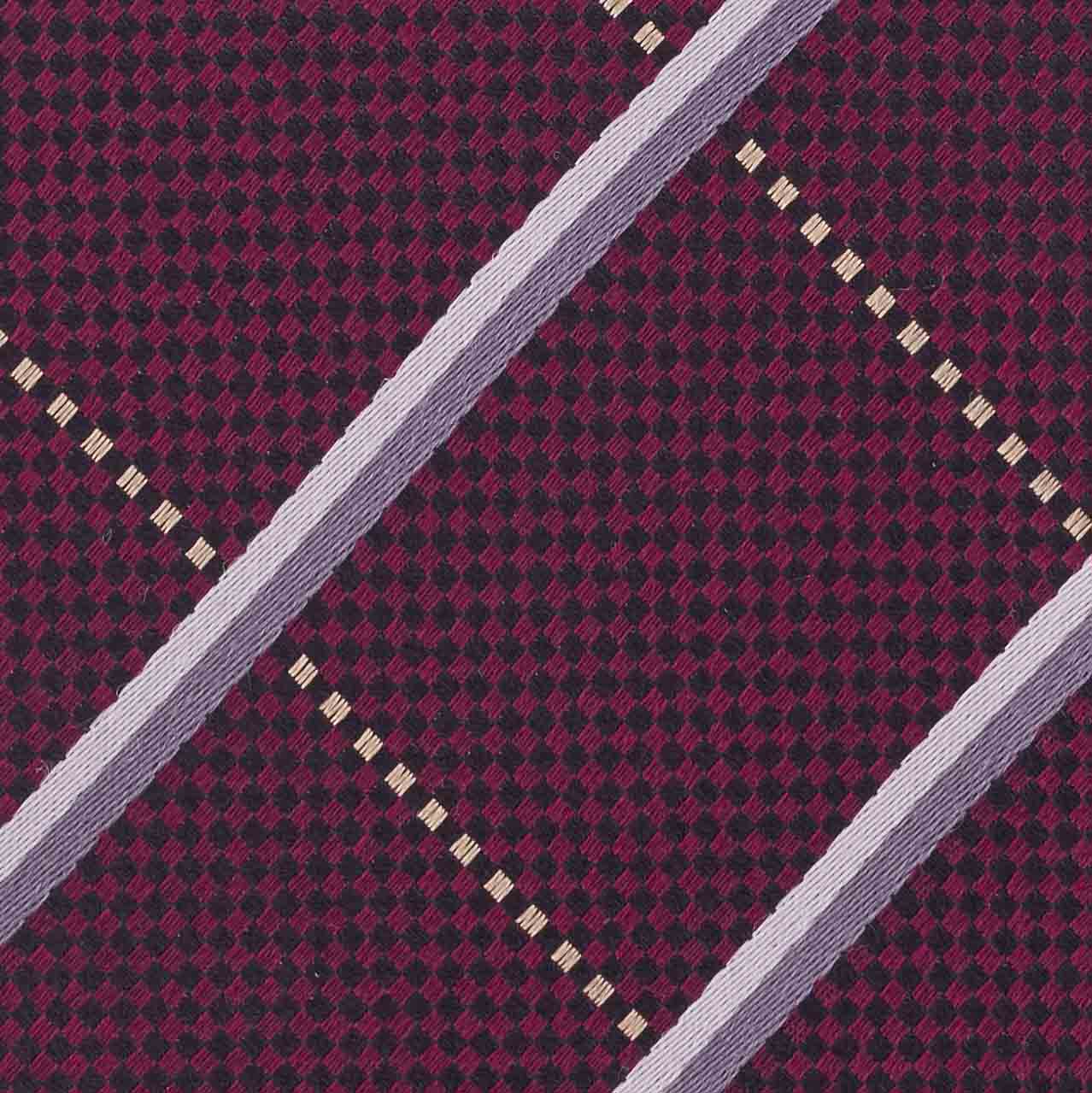 Checkered 7 Fold Burgundy Necktie for Men