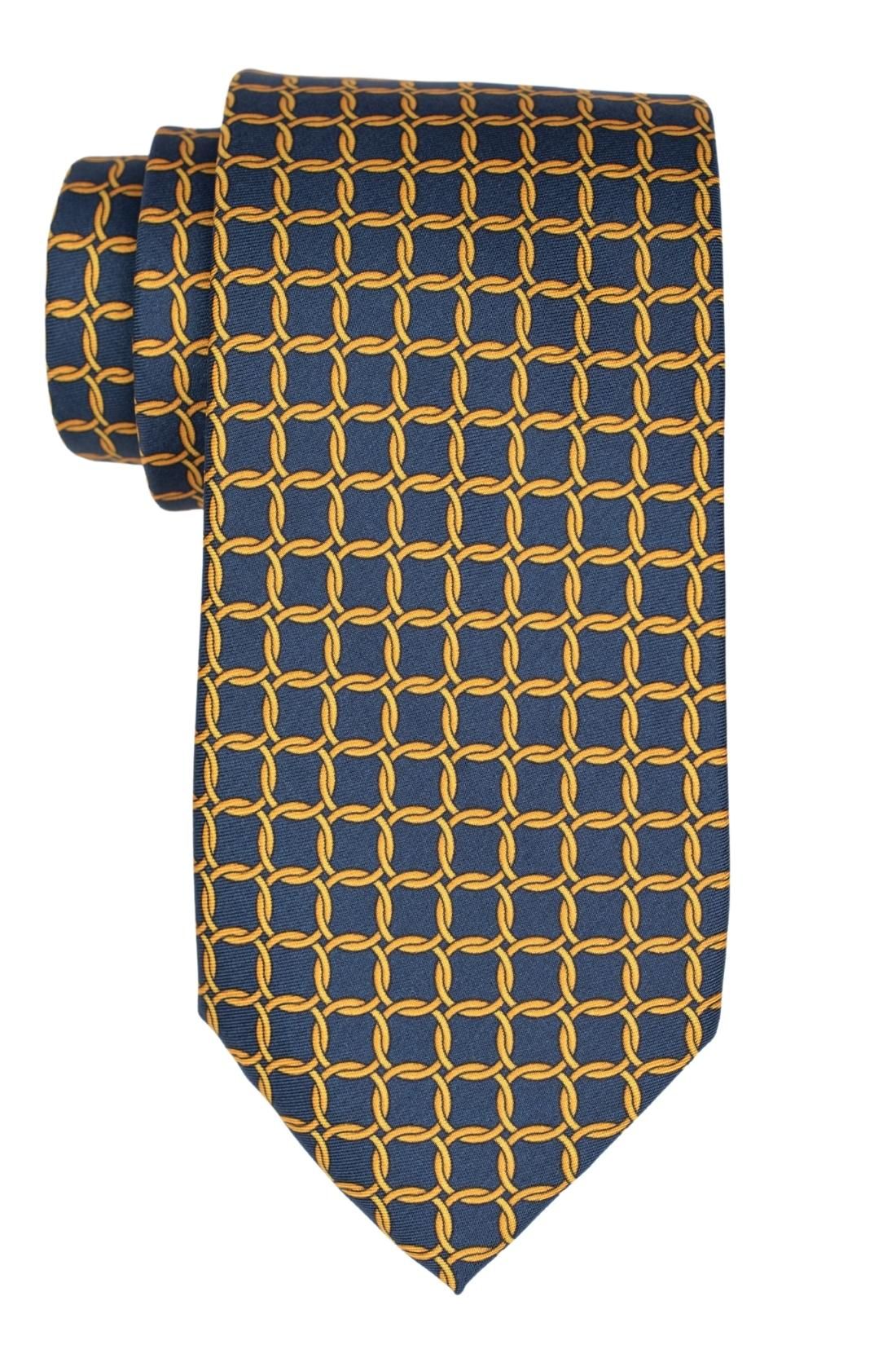 Premium Italian Como Silk Gold and Blue Necktie for Men
