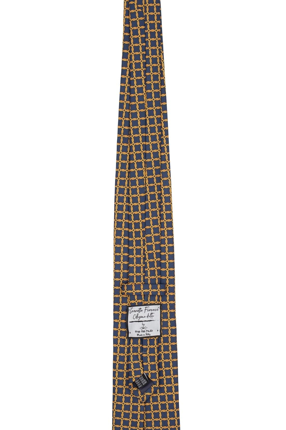 Premium Italian Como Silk Gold and Blue Necktie for Men