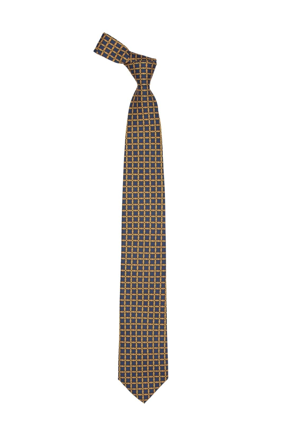 Premium Italian Como Silk Gold and Blue Necktie for Men