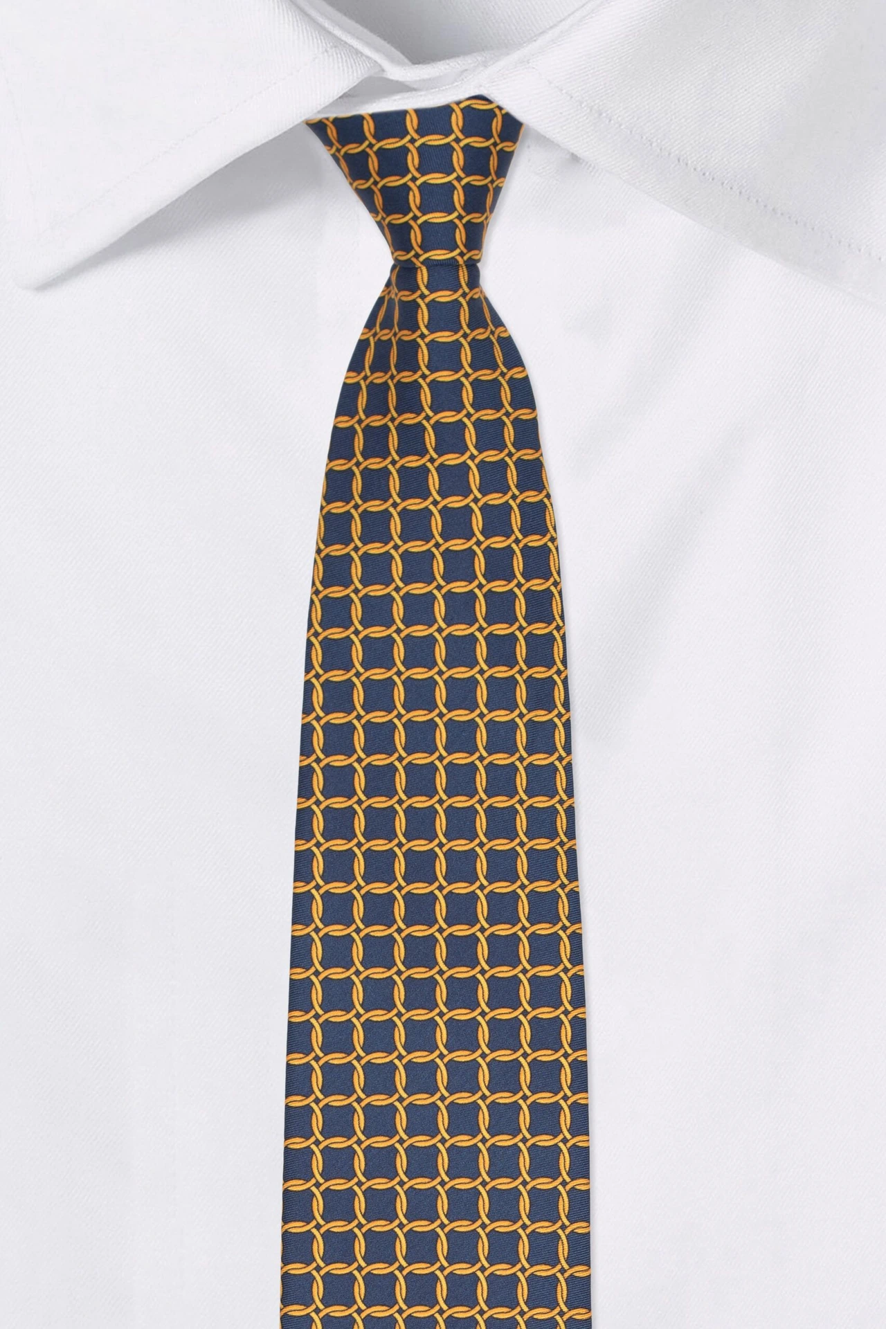 Premium Italian Como Silk Gold and Blue Necktie for Men