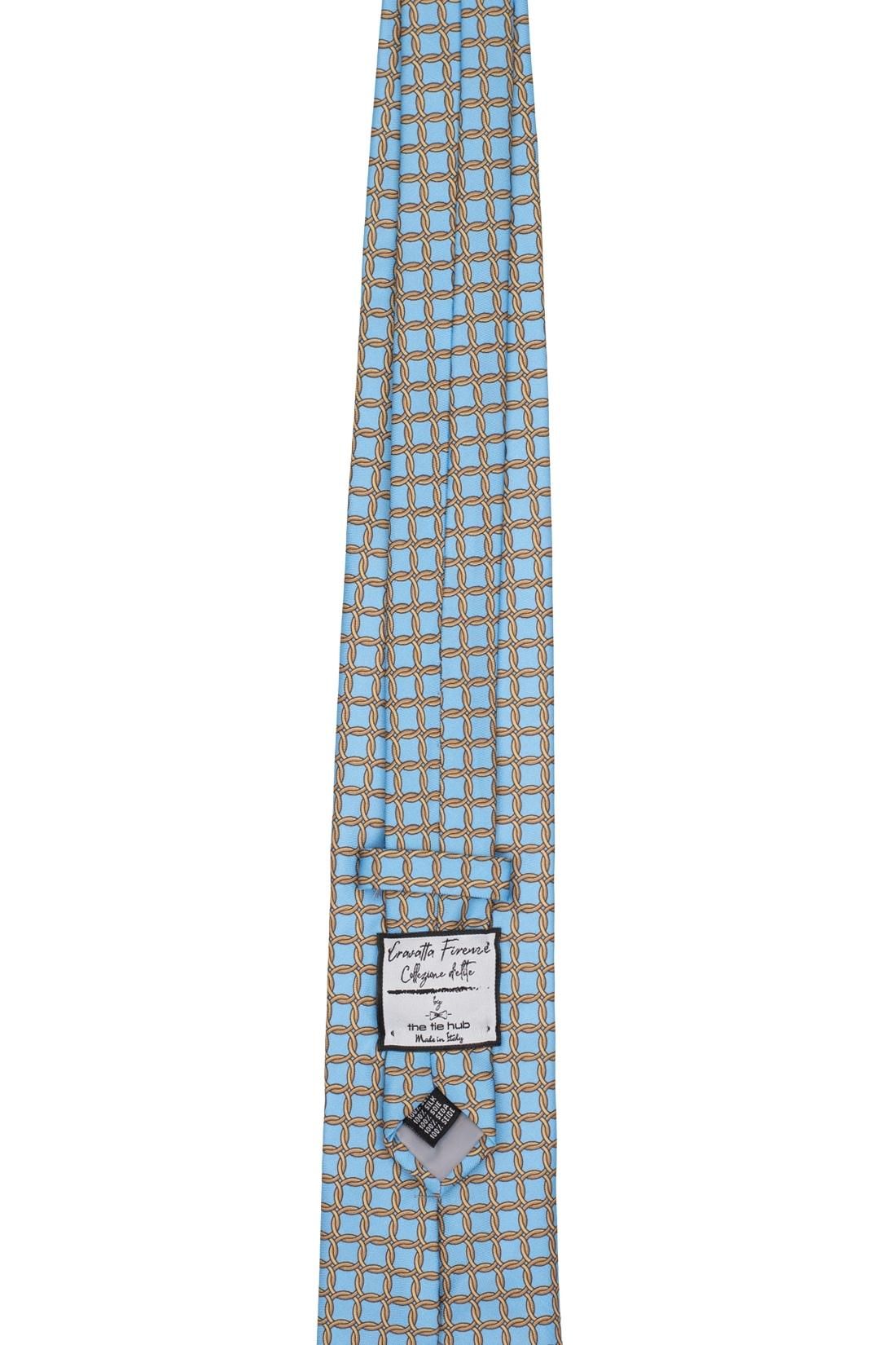 Premium Italian Como Silk Blue and Brown Necktie for Men